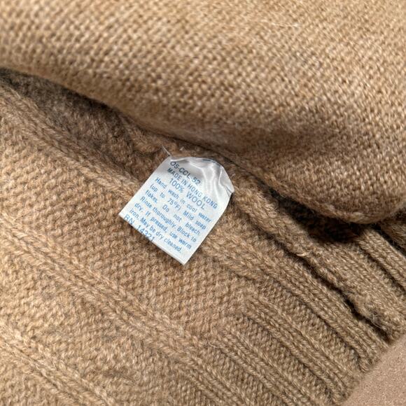 Vintage Pringle of Scotland Wool Cardigan Cable Knit Fair Isle Brown L 80s NWT - Picture 7 of 8